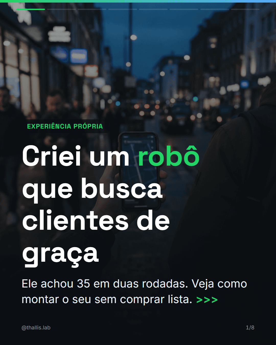 Slide 1 de 8: carrossel real do @thallis.lab